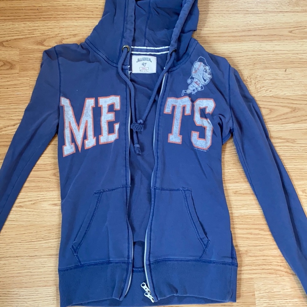 vintage authentic mets zip up hoodie